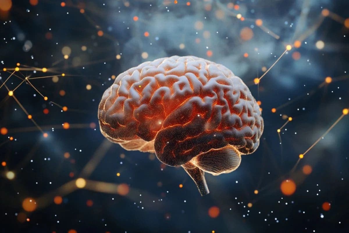 Glowing illustration of a brain surrounded by neural connections